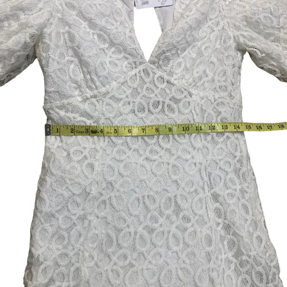 Walter Baker Size 2 Cutout Lace Caroline Mini Dress Ivory Puff Sleeve NWT $298 - Picture 4 of 7